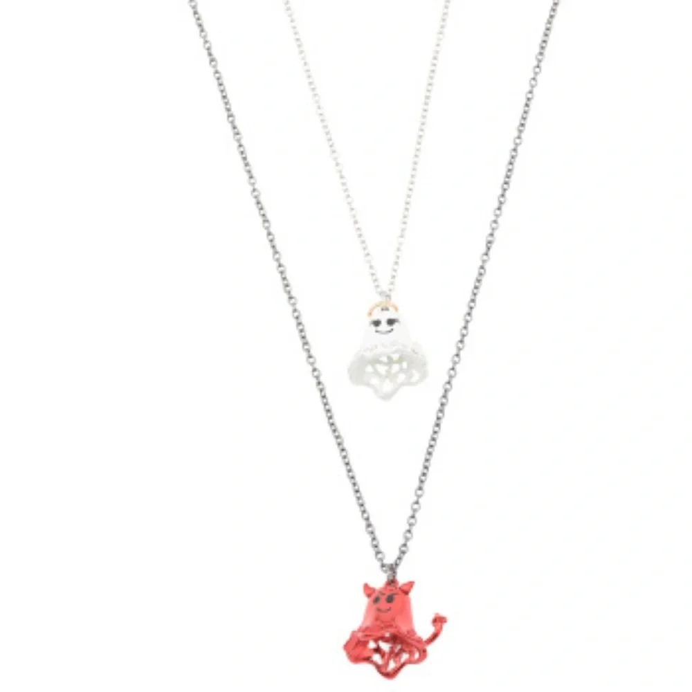 Betsey Johnson angel devil    Necklaces duo .